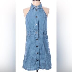 Free People Women's Size Large Sami Denim Mini Dress Bali Blue NWOT